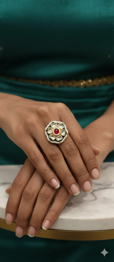 Kundan Pearl Ring